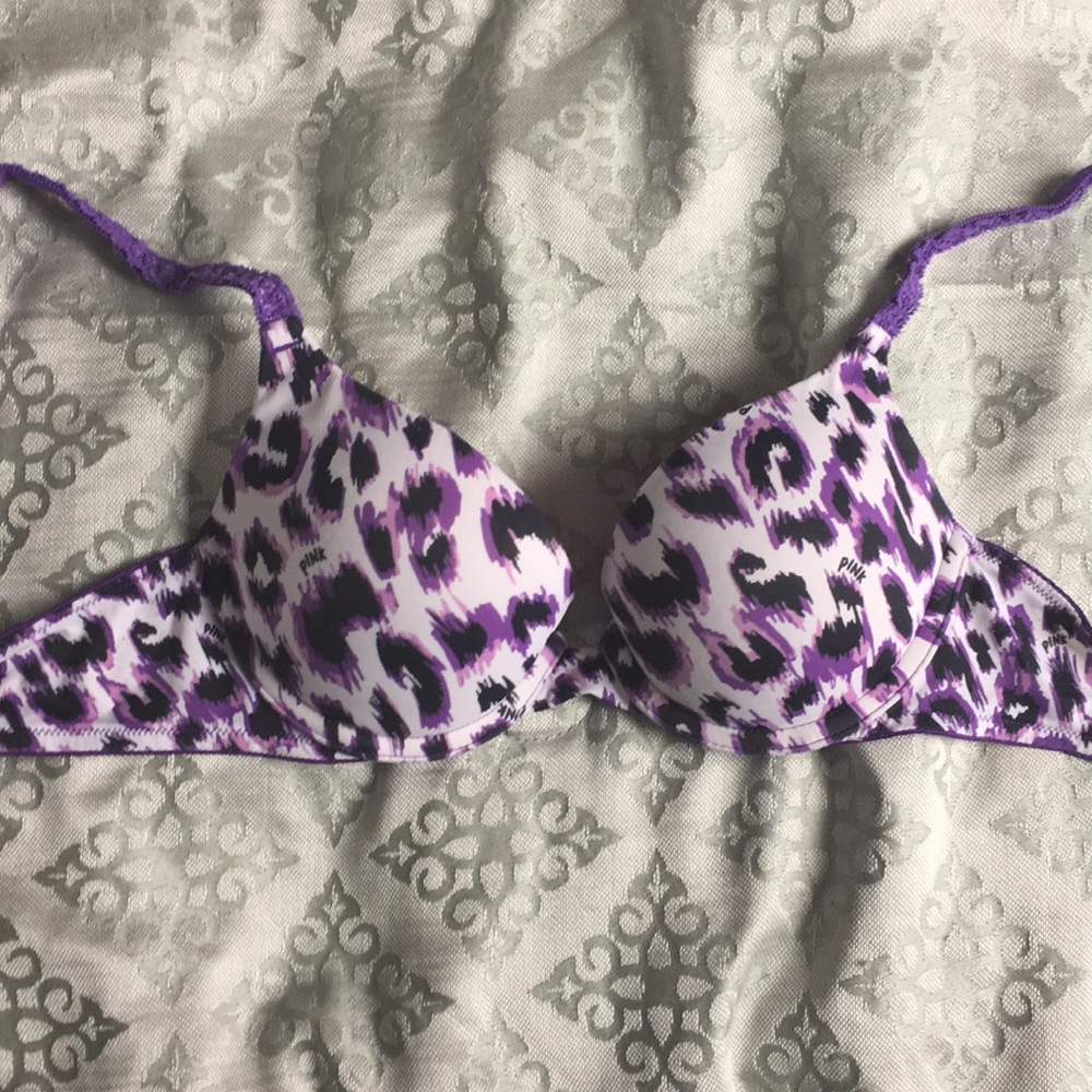 PINK Purple animal print bra